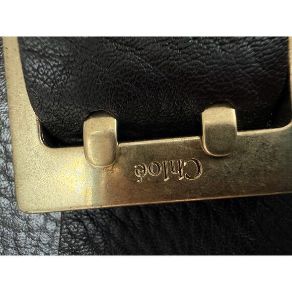 Chloé Black Pebbled Leather Riding Boots Gold Buckle Italy Women’s 39 EU 9 US - Picture 5 of 7